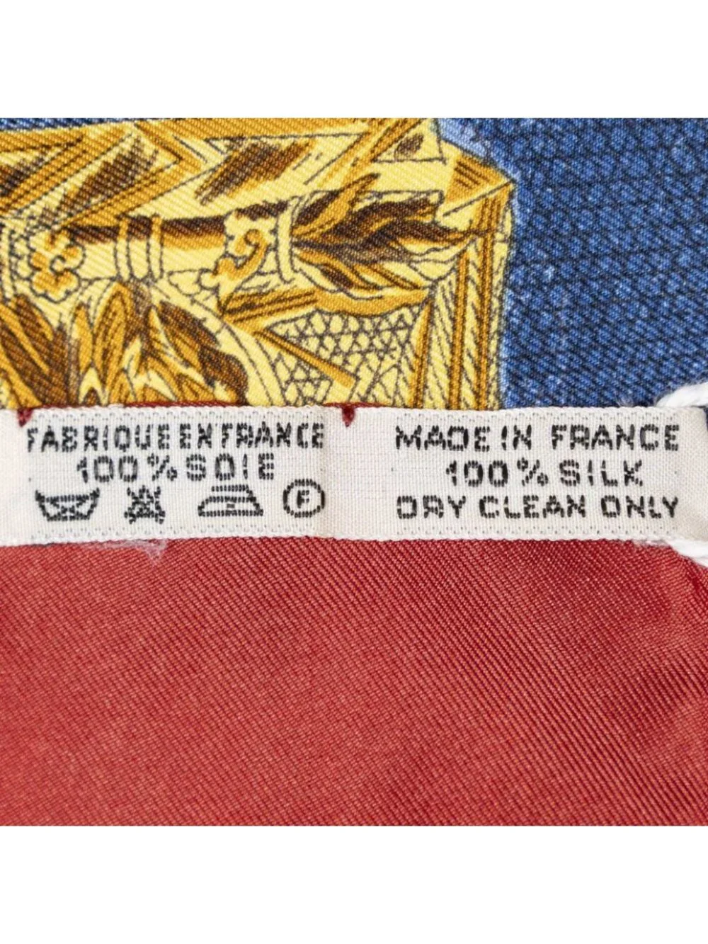 Hermes Scarf Red Gold White Silk